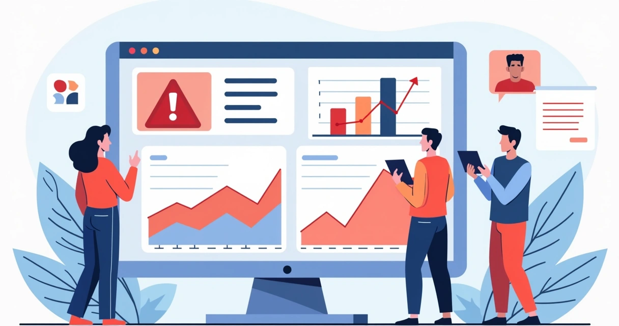 Dashboard emitindo alerta de tendência negativa em social media 