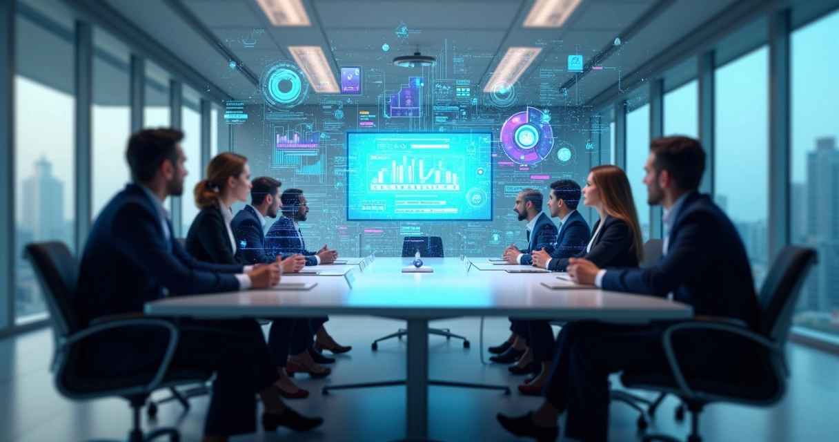 Holograma projetando tendências de agentes de IA para 2025 