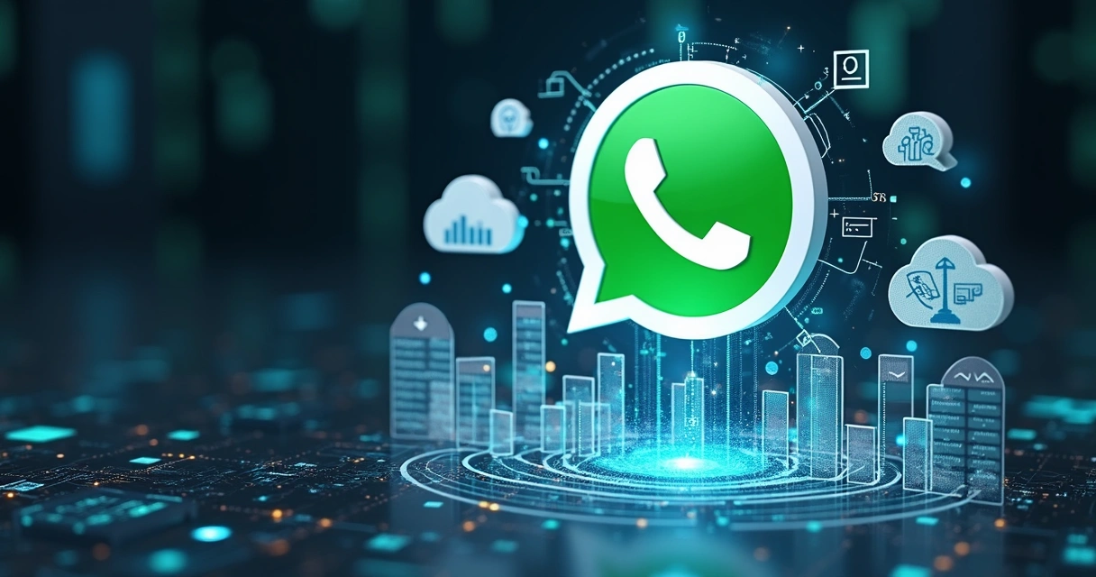 Representação de gráficos e ícones de inovação com IA e WhatsApp 