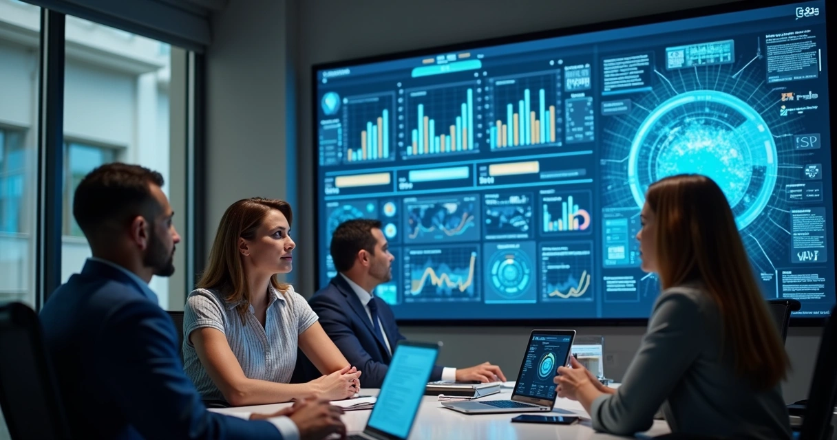 Equipe analisando tendências digitais e modernizando site 