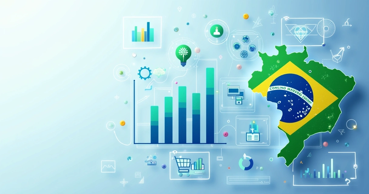 Painel digital mostrando tendências e gráficos de crescimento no comércio eletrônico 