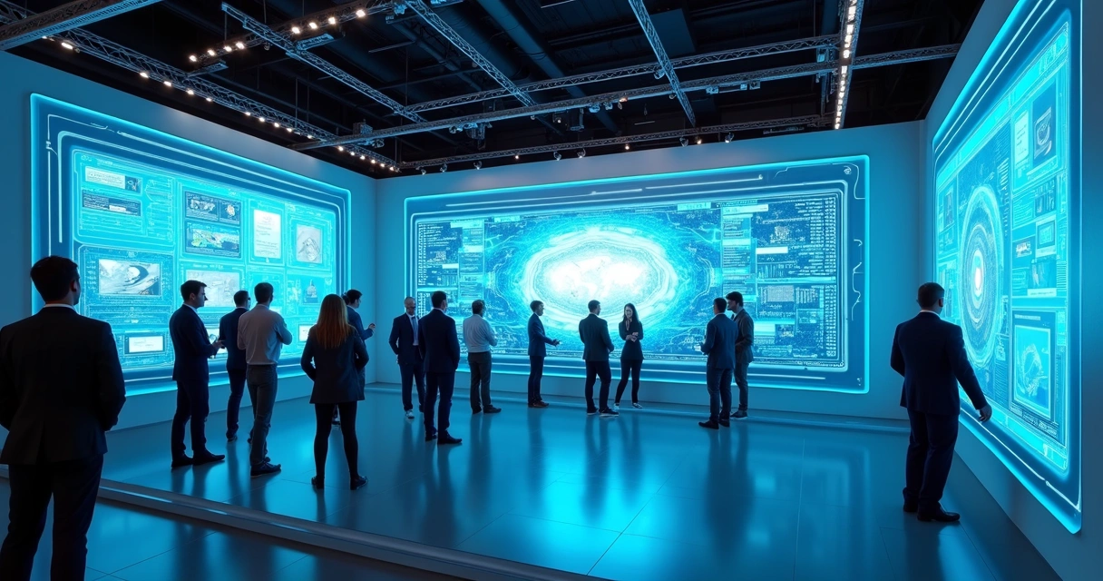 Apresentação de novas tecnologias e inovações em feira profissional 