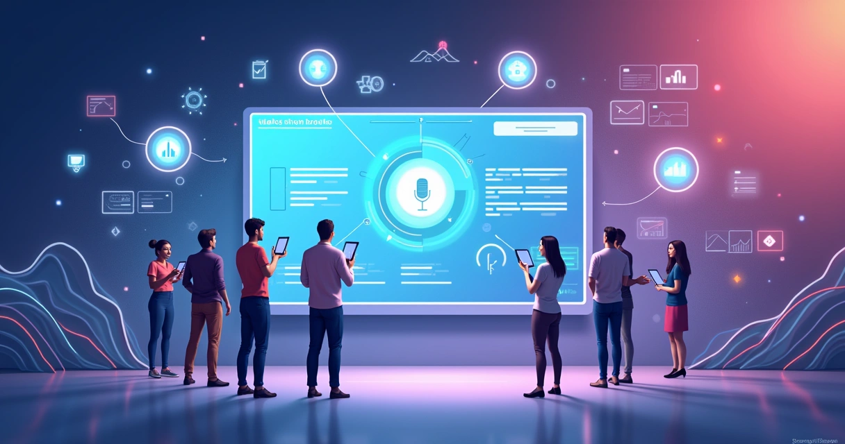 Painel futurista mostrando tendências da automação de marketing 