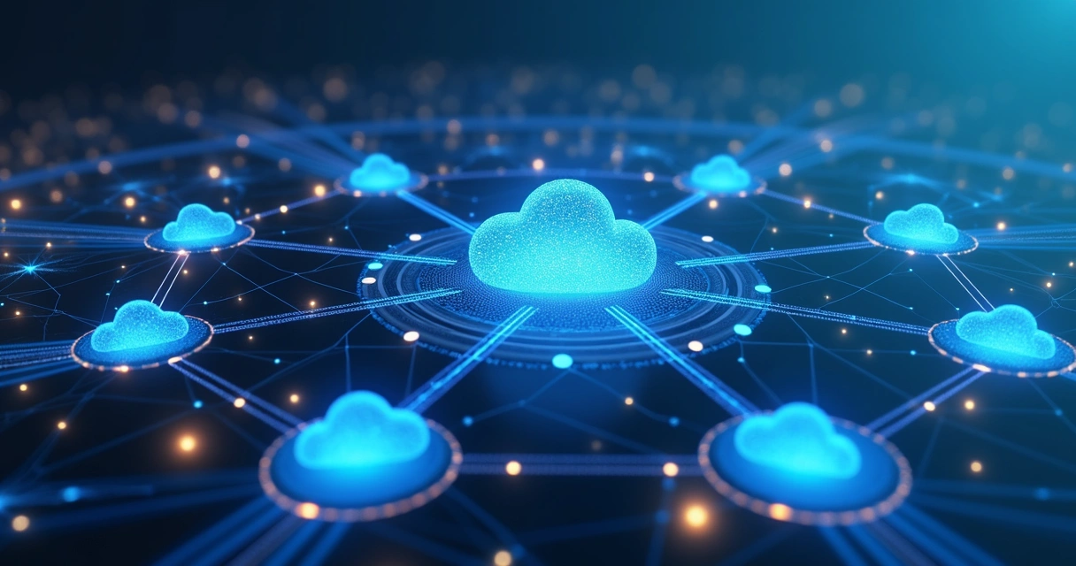 Rede digital mostrando futuro da computação em nuvem conectada 