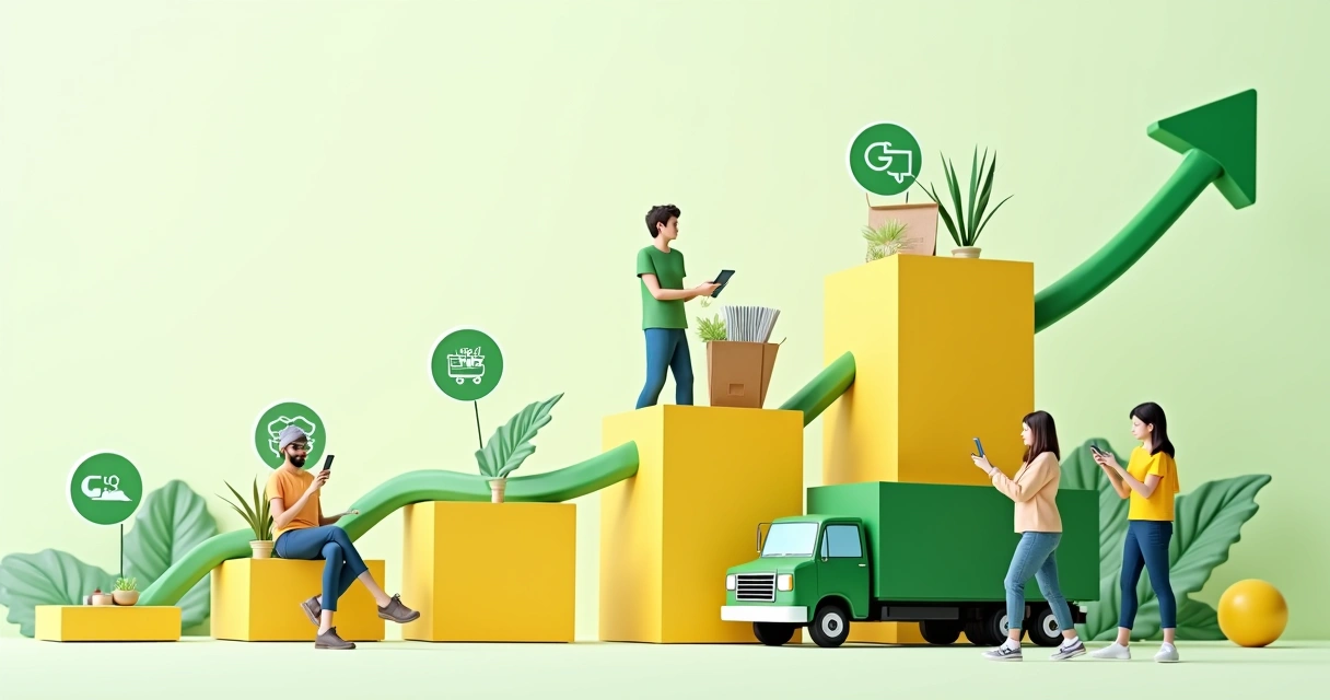 Gráfico de tendência de crescimento de vendas em marketplaces no Brasil 