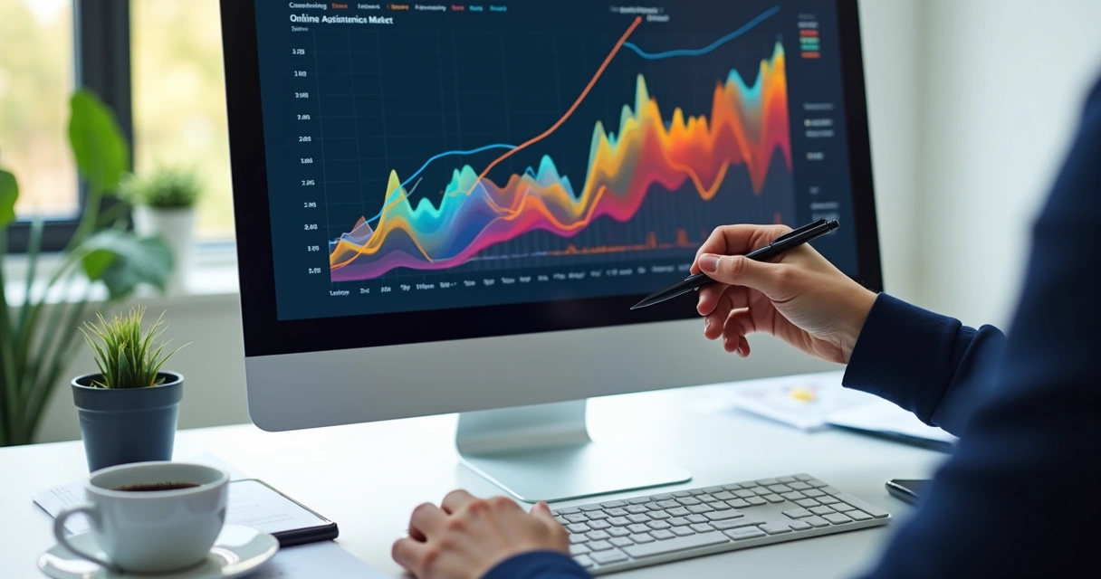 Gráfico com tendências do mercado online de assistência virtual 