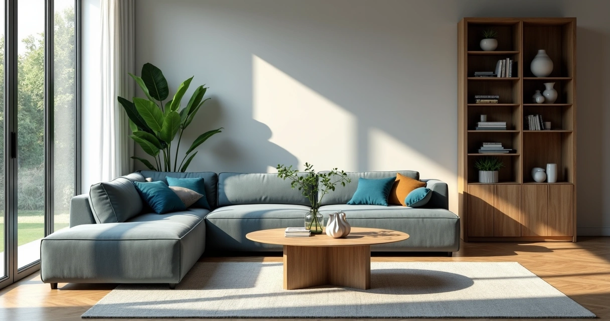 Sala moderna com móveis tendência 