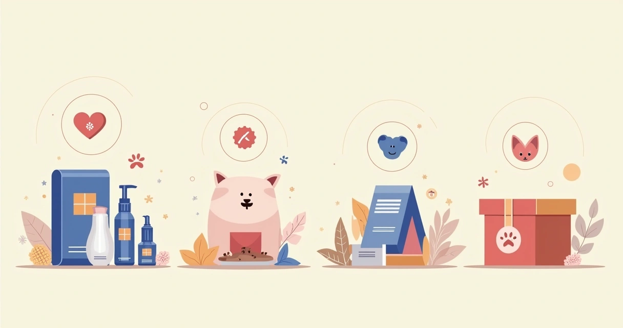 Produtos variados de bem-estar, tecnologia e sustentabilidade lado a lado