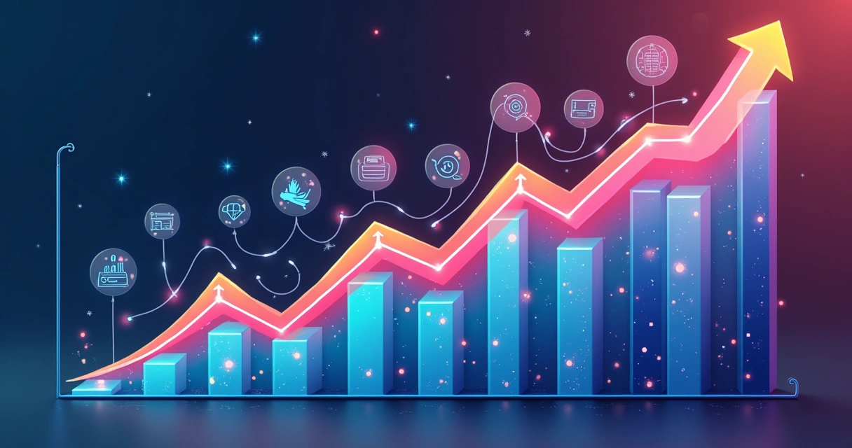 Gráfico digital mostrando tendências de nichos de mercado diversos