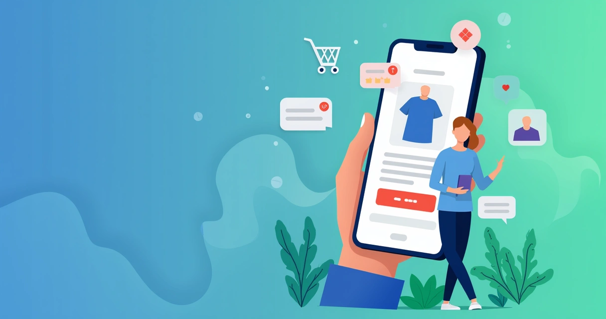 Pessoa comprando produto diretamente por uma rede social no celular