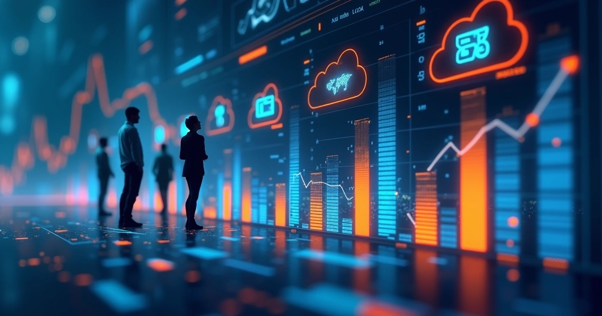 Painel colorido mostrando crescimento digital em empresas em 2024 