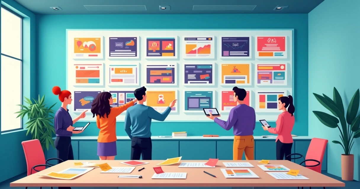 Equipes de agência analisando painel com tendências de web design para 2026 