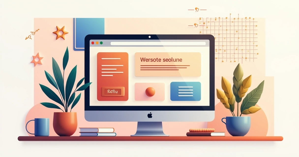 Ilustração de página web moderna mostrando tendências de web design para 2026 