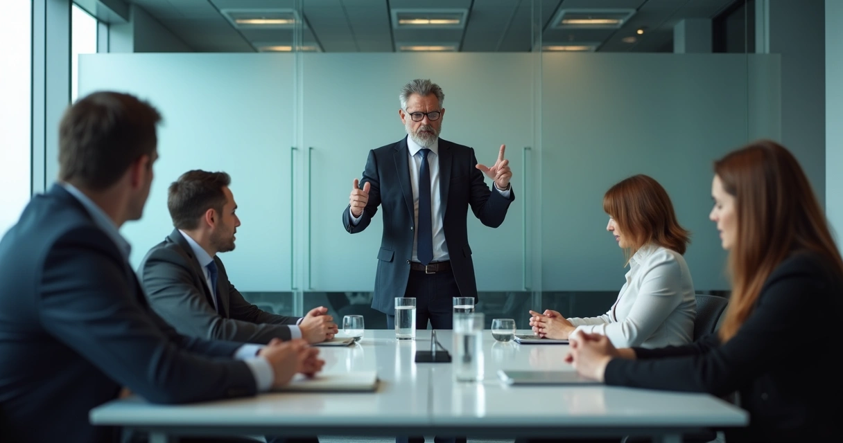 Team meeting with one speaker dominating while others stay silent
