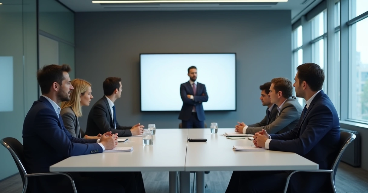 Team sitting quietly in a tense meeting room