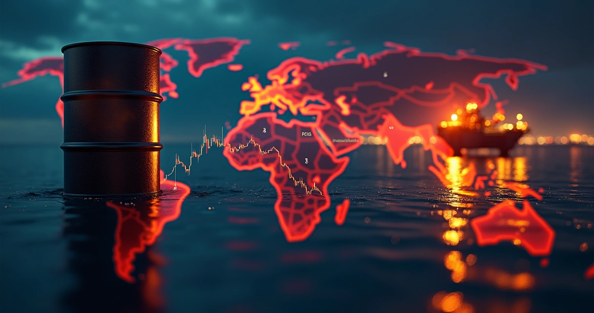 Mapa com Irã e Venezuela ligados a gráfico de alta no preço do petróleo 