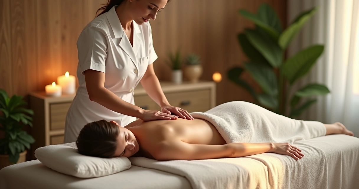 Terapeuta aplicando massagem sensitive com toque consciente em ambiente relaxante 