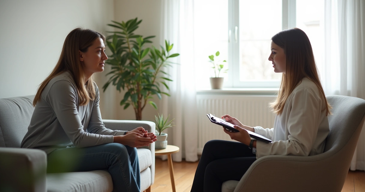 Terapeuta e paciente em conversa refletindo sobre expectativas na terapia 