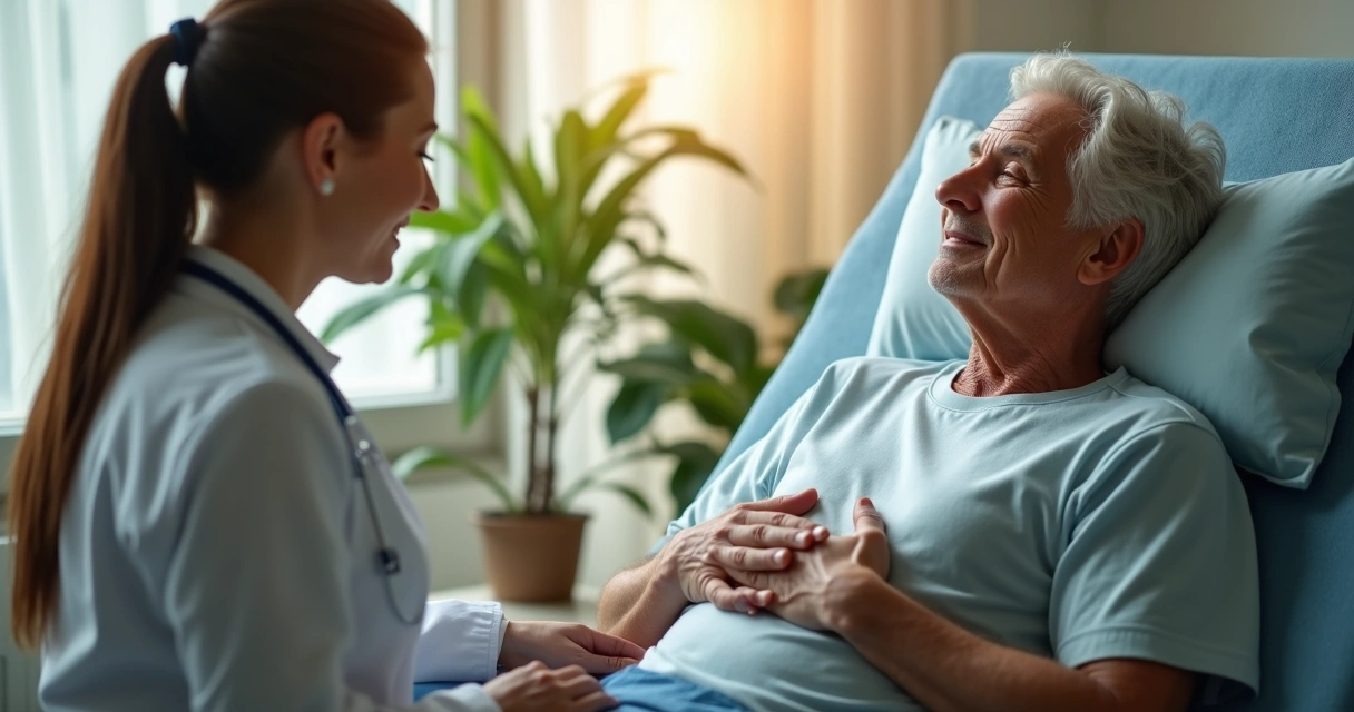 Paciente em sessão de mindfulness com oncologista 