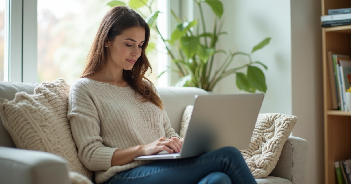 Mulher em sessão de terapia online por videoconferência 