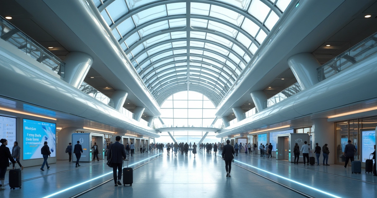 Corredores futuristas do terminal do aeroporto de Chongqing