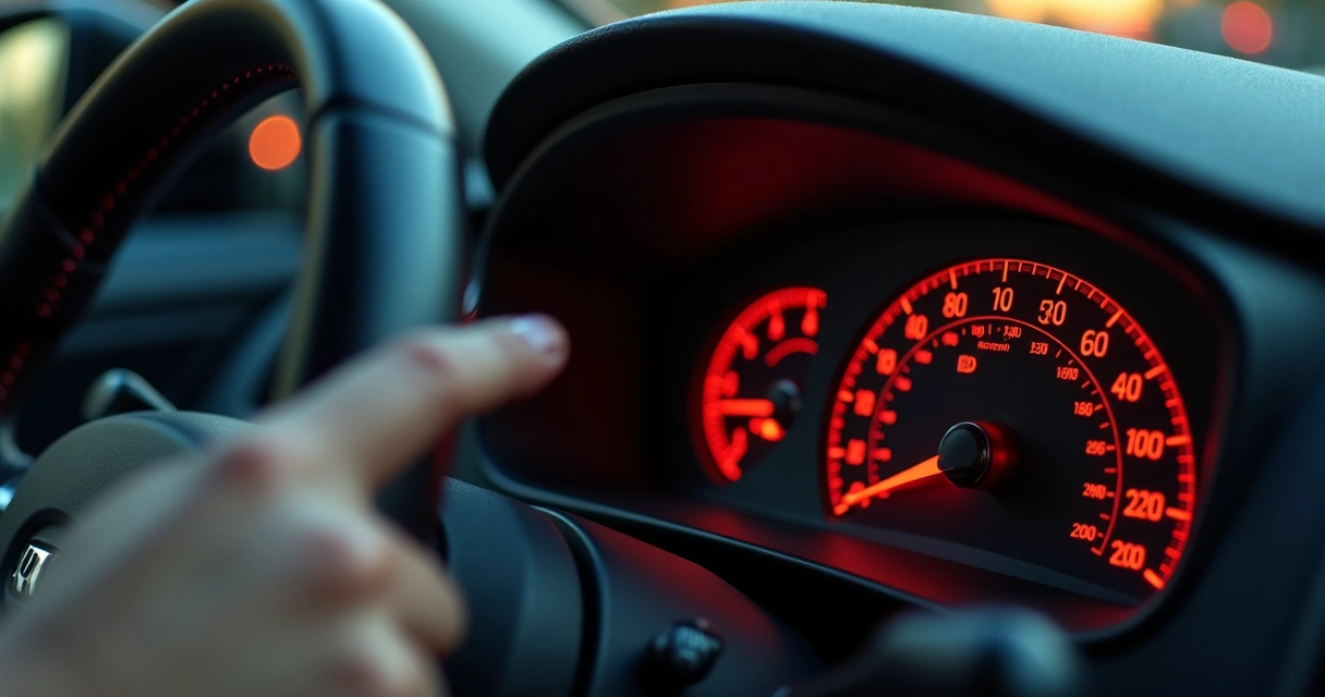 Painel de carro mostrando luz de temperatura acesa 