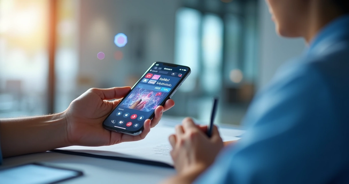 Exemplo de anúncio médico em redes sociais com termos enganosos em destaque na tela do celular. 