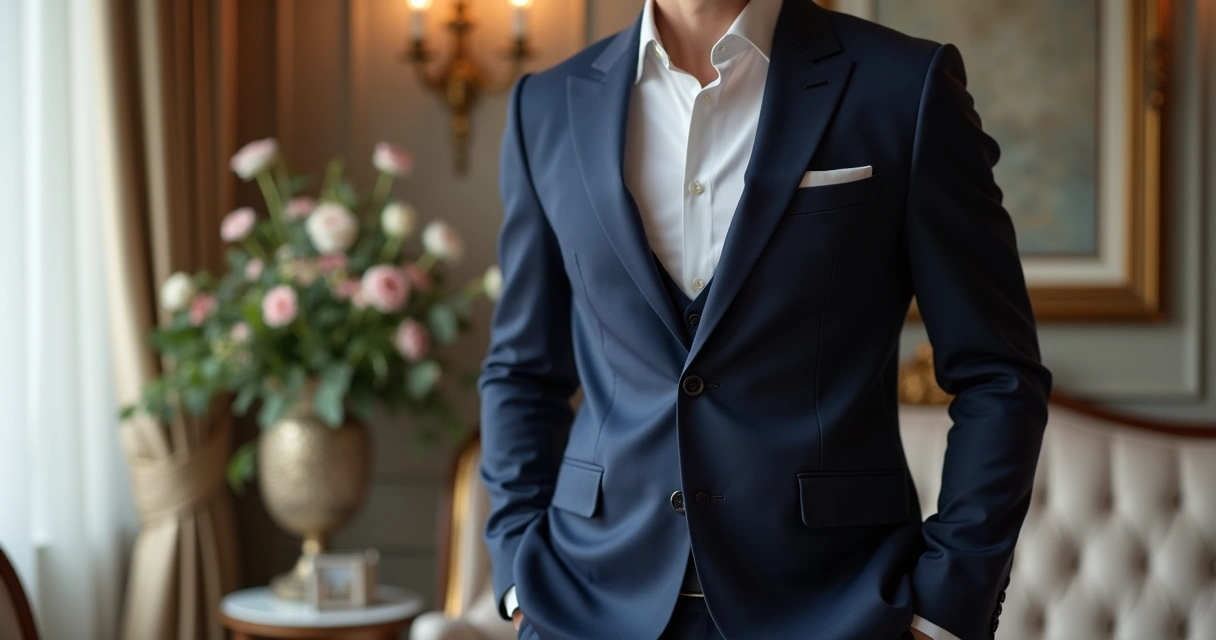 Corte de terno masculino moderno em ambiente elegante