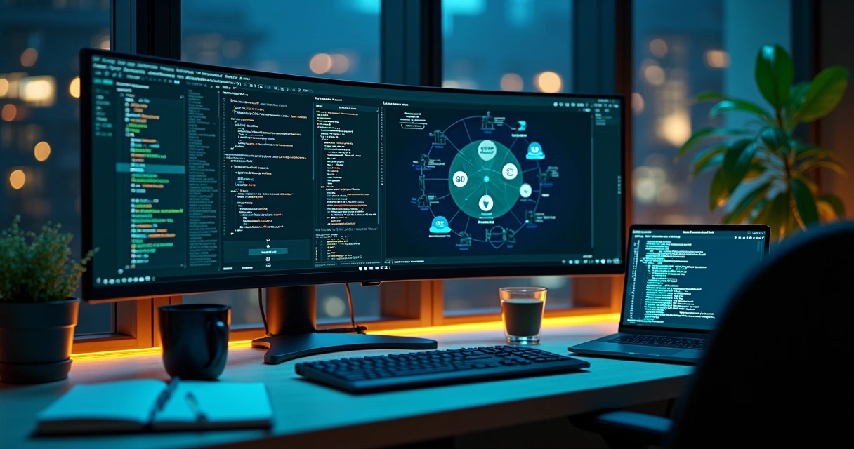 Painel com código Terraform gerenciando infraestrutura em nuvem multicloud 