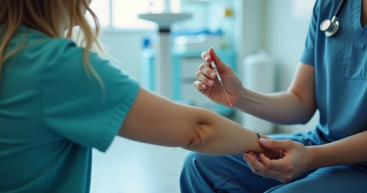 Pessoa tirando sangue para teste de IST