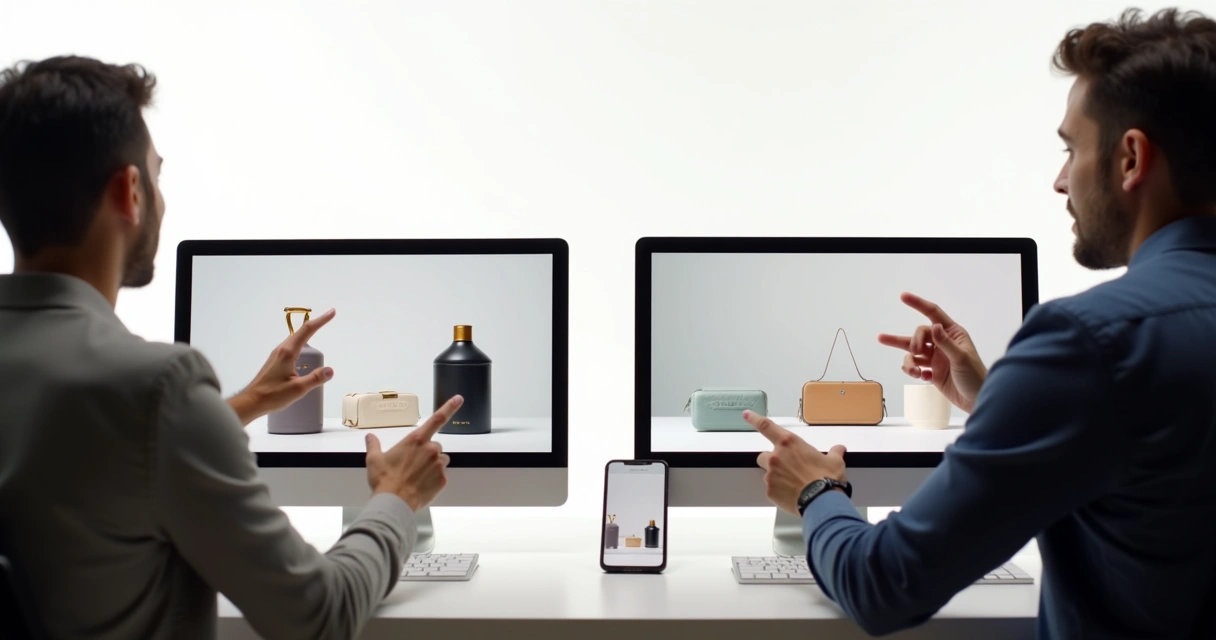 Teste A/B de duas imagens de produto lado a lado