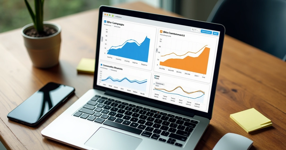 Tela de computador com resultados de teste A/B de campanha B2B 