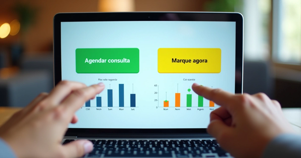 Exemplo de dois botões de CTA diferentes sendo comparados em um dashboard digital. 