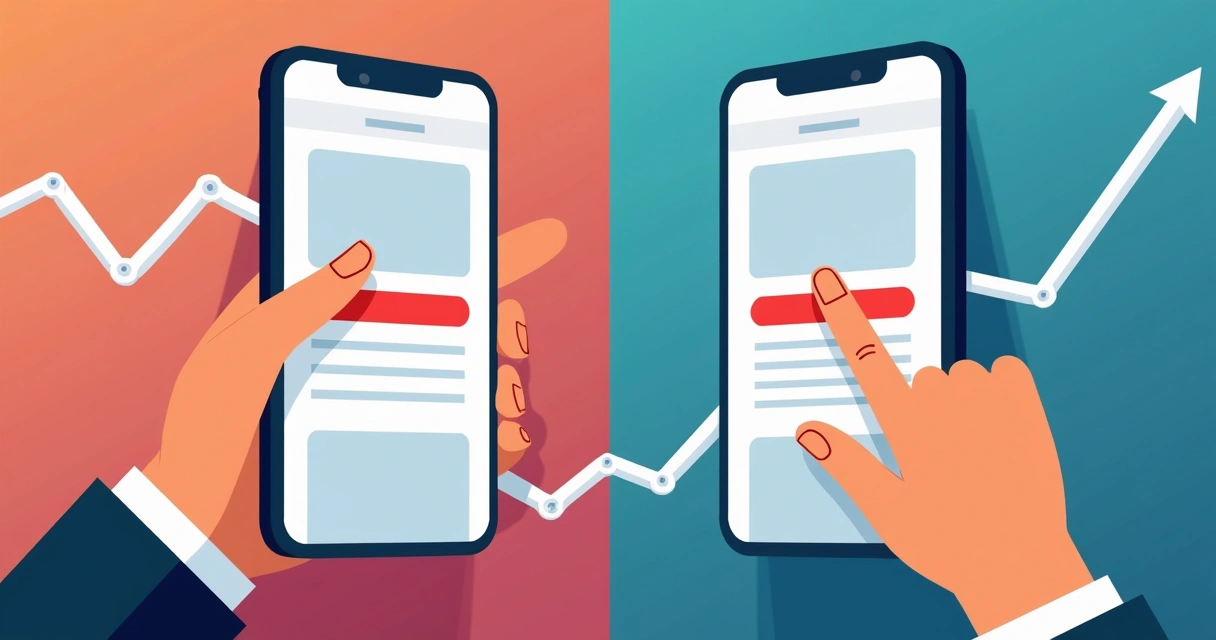 Duas versões de anúncio digital comparadas lado a lado 