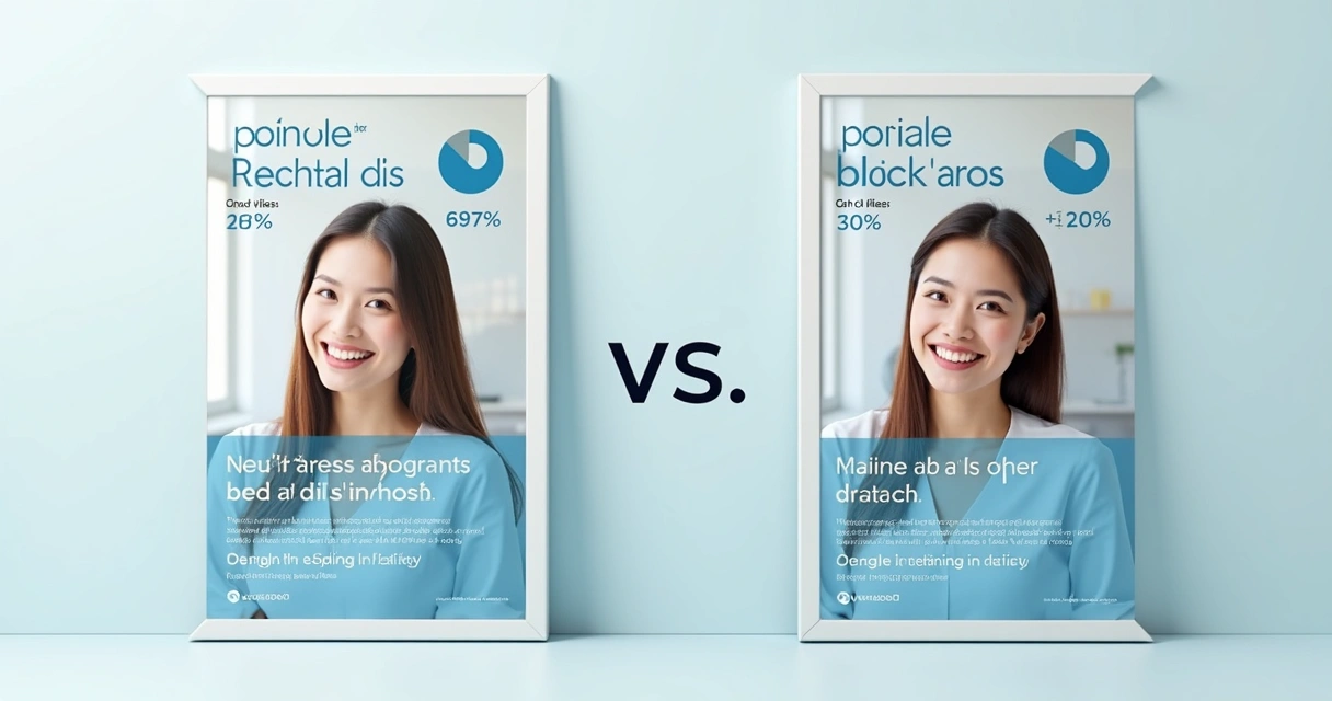 Teste A/B com dois anúncios de clínica odontológica lado a lado comparando resultados 