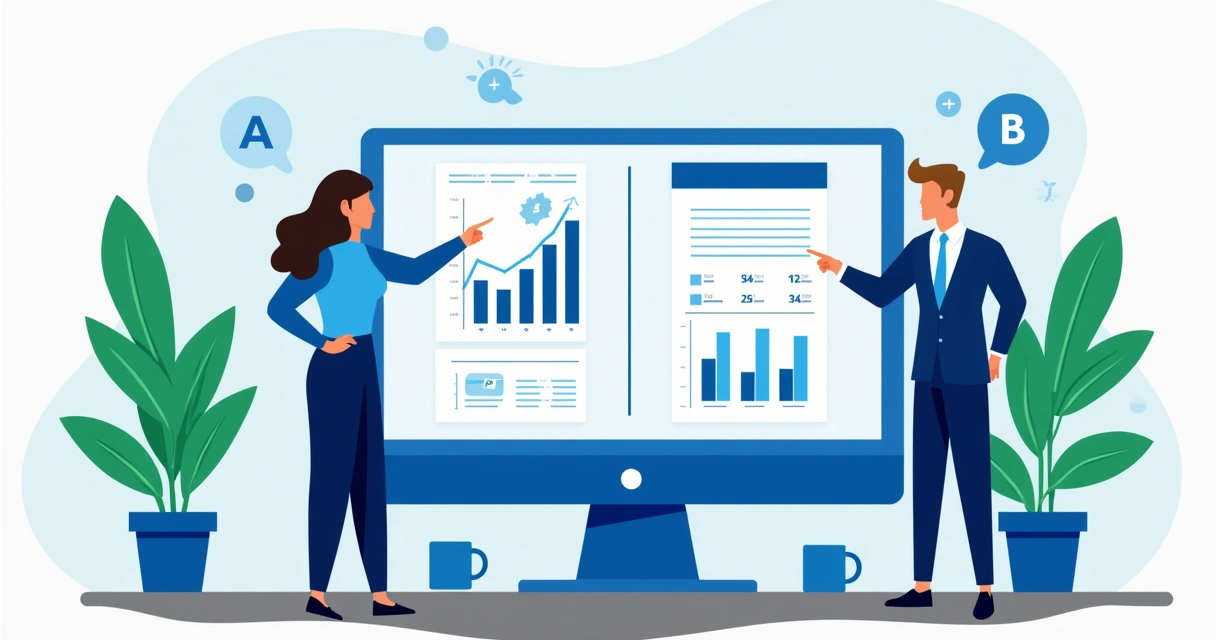 Painel de teste A/B em uma landing page 