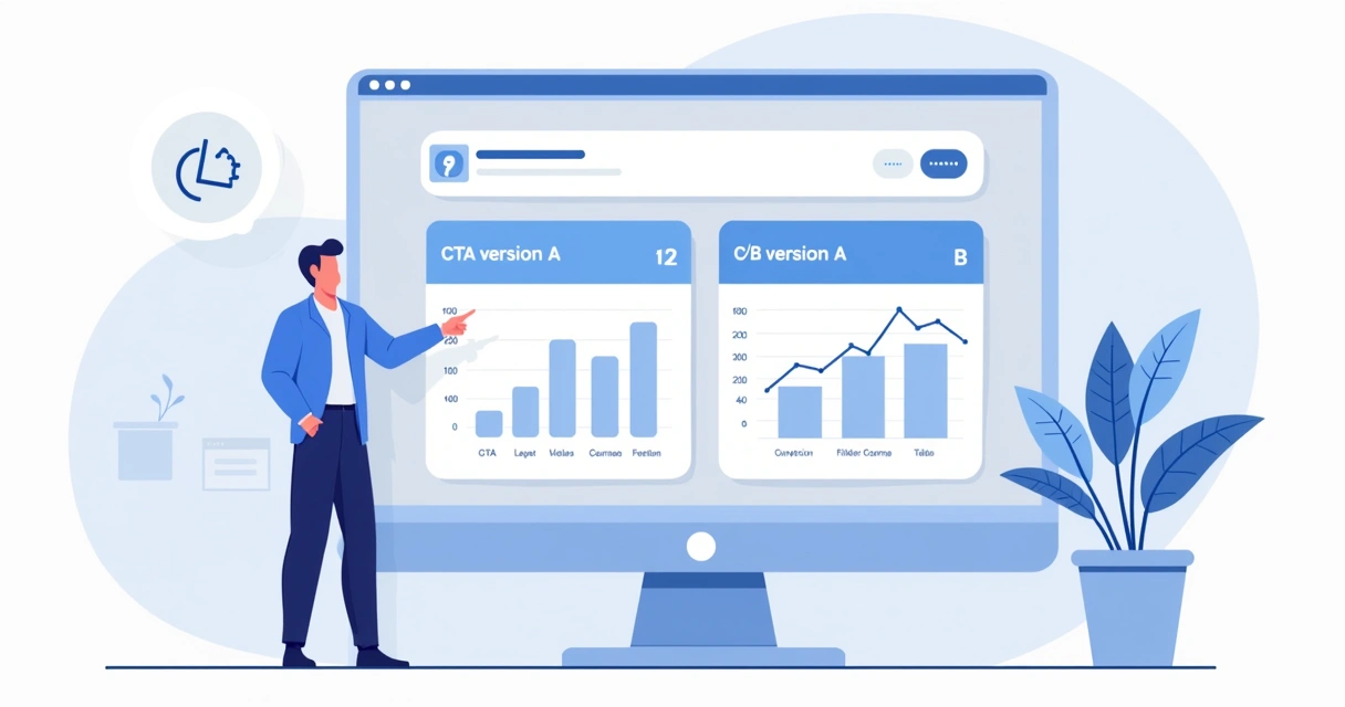 Painel com teste A/B de CTAs e gráficos de conversão 