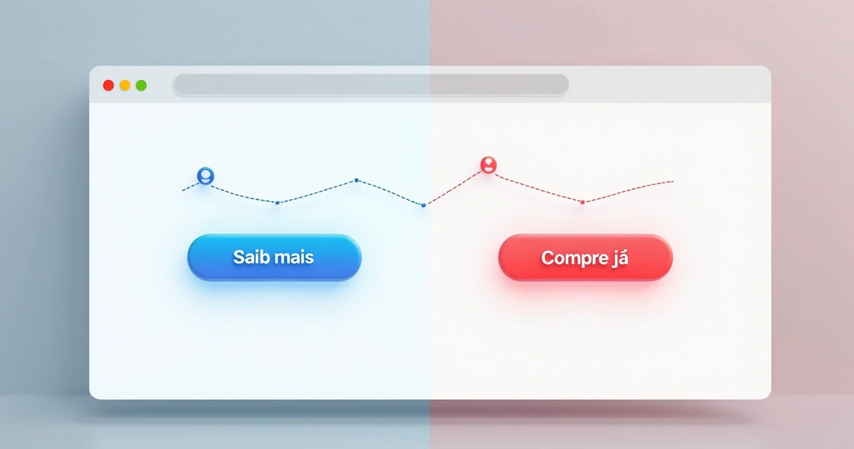 Comparação visual de dois CTAs em teste A/B 