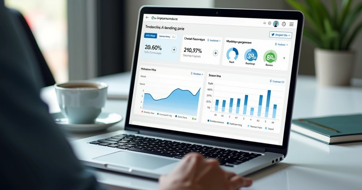 Dashboard com comparação de versões A e B em landing page 