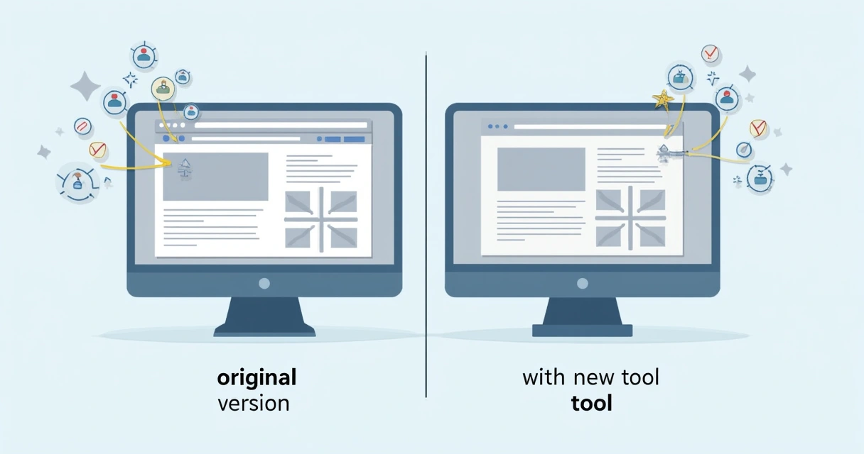 Ilustração mostrando divisão de tráfego entre versão original e versão com ferramenta nova 