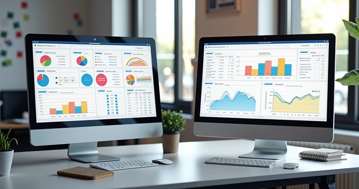 Comparação visual de dois computadores exibindo gráficos de teste A/B, um desorganizado e outro com dados bem estruturados e hipóteses claras 