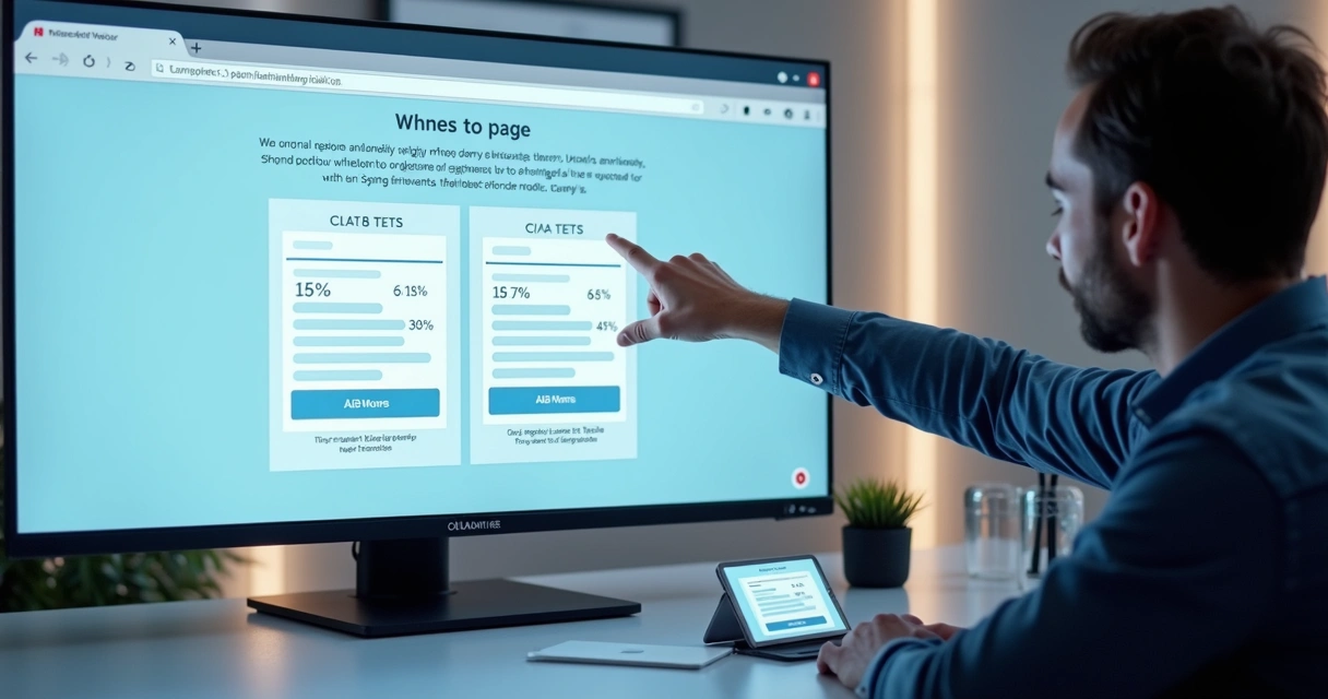 Comparação de teste A B em landing page com métricas de conversão 