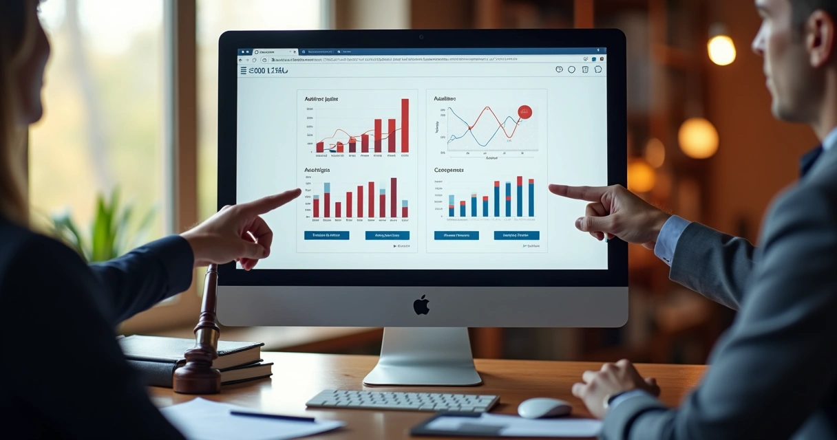 Testes A/B em landing page de advogado sendo analisados em tela 
