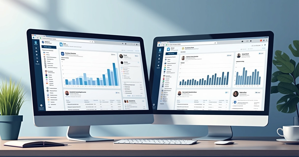 Duas telas lado a lado mostrando gráficos de desempenho de posts diferentes no LinkedIn 
