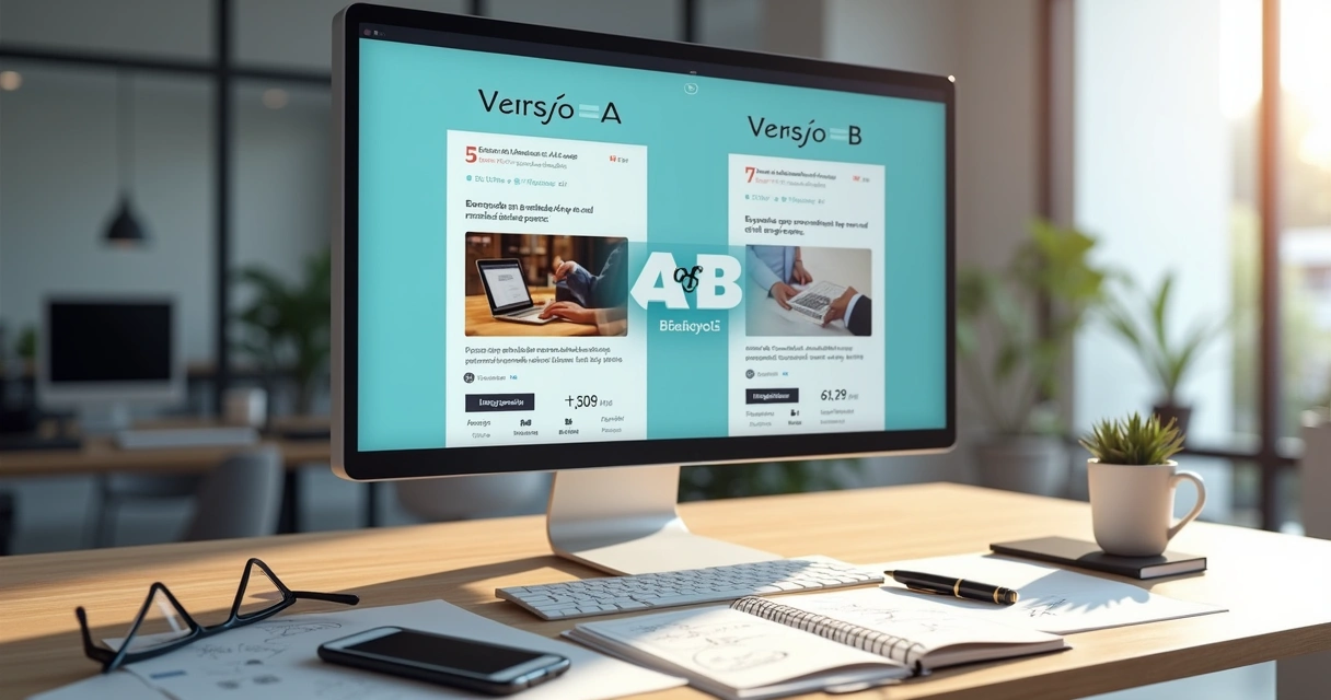 Tela com duas thumbnails de artigo sendo comparadas em um teste A/B 