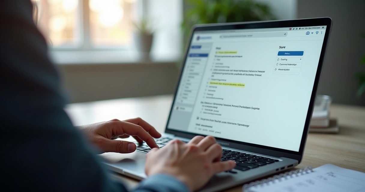 Pessoa testando curso online com teclado e leitor de tela