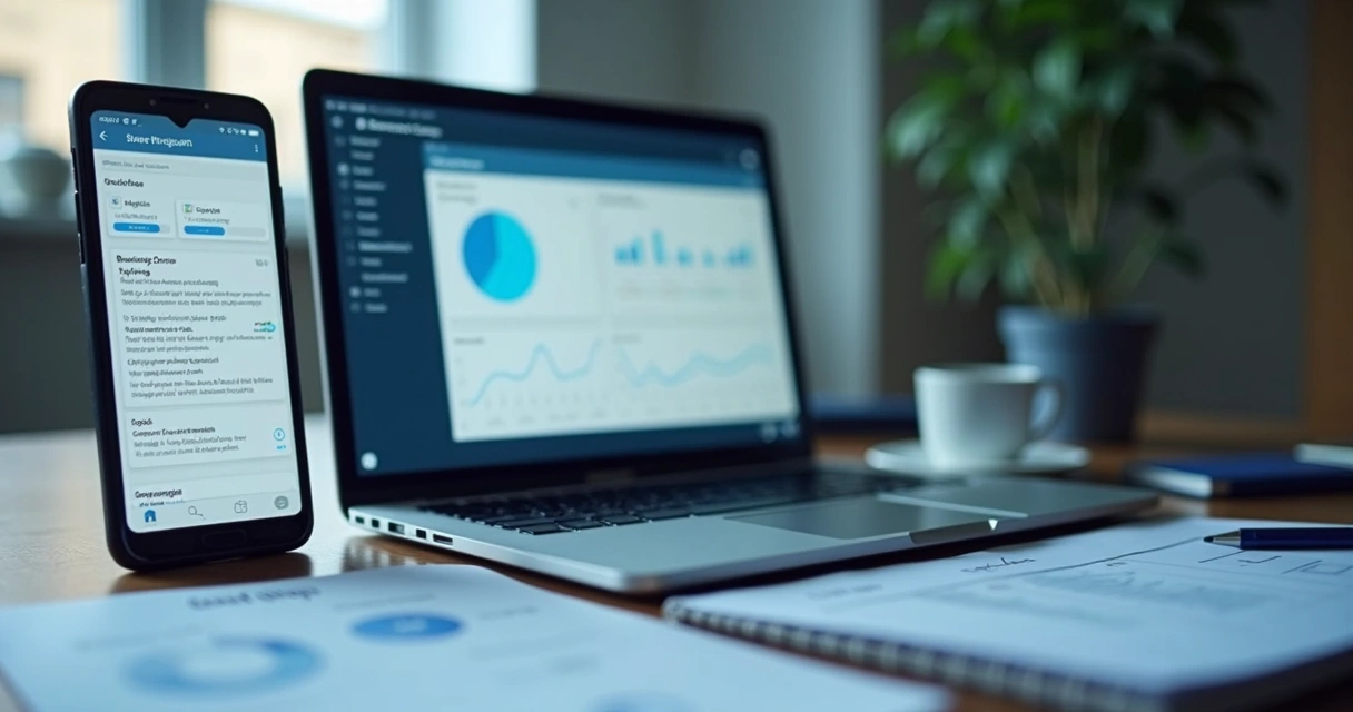 Tela de teste de aplicativo Android em notebook e celular