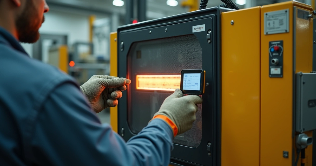 Teste funcional de barreira de luz em máquina industrial 