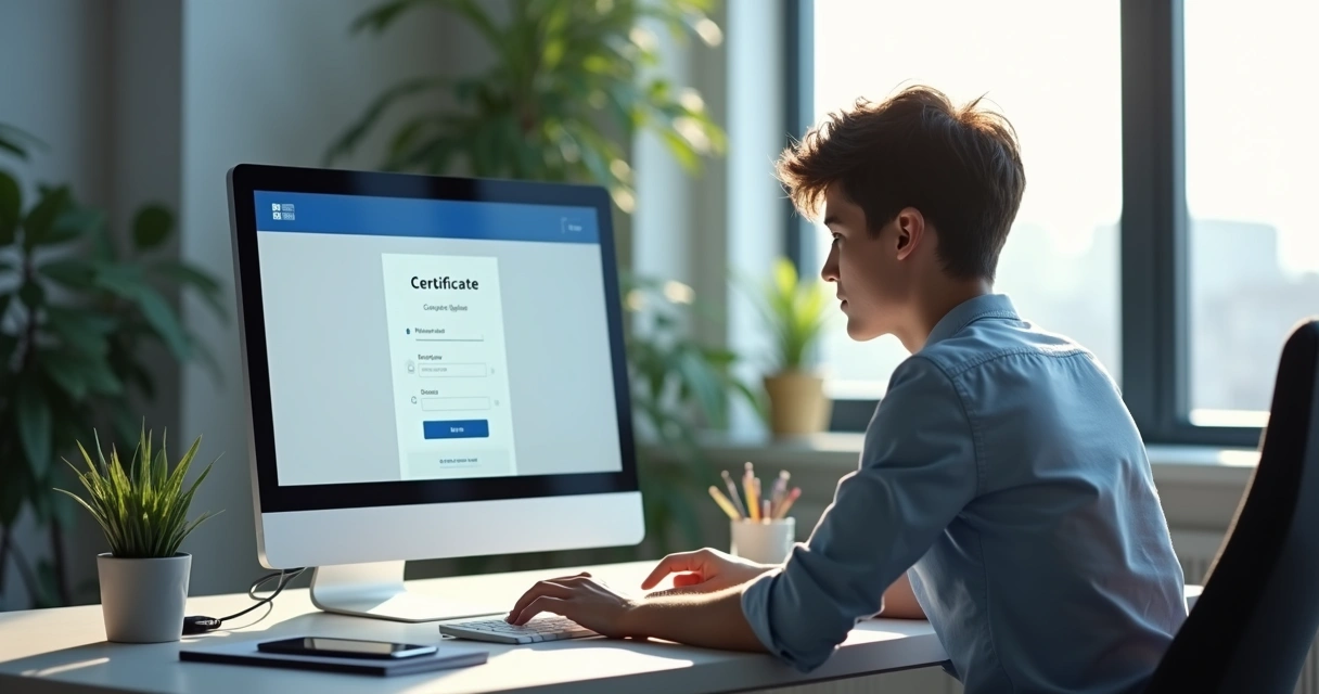 Pessoa testando certificado digital em computador
