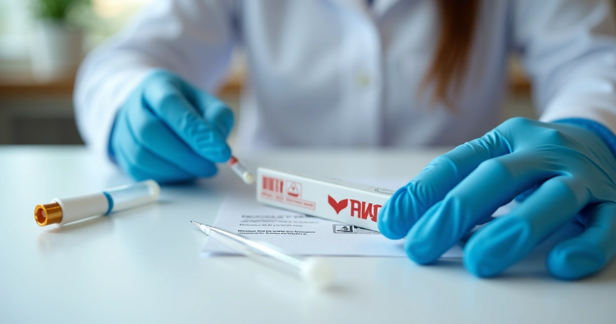 Kit de testagem rápida para HIV sobre mesa clara 